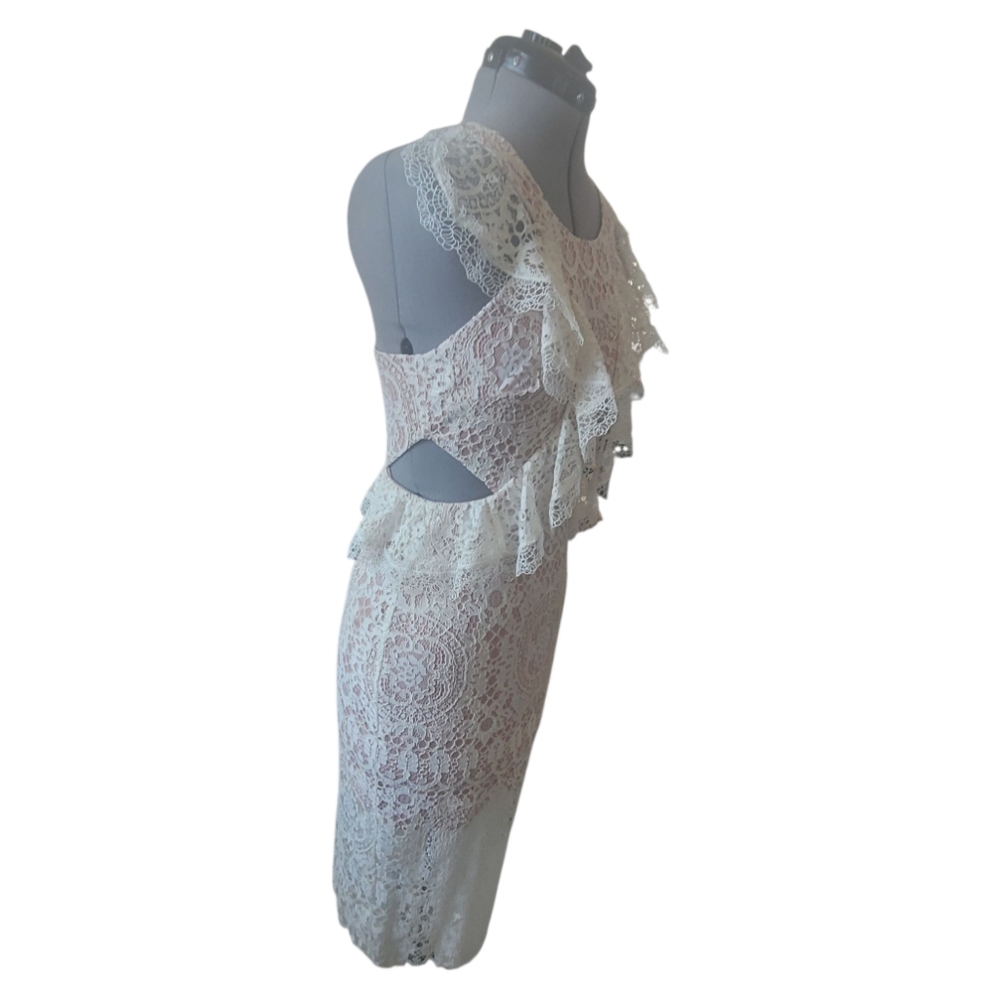 Alexis Pepa Cut Out Ruffled Lace Dress In Ivory Size XS - Picture 5 of 10